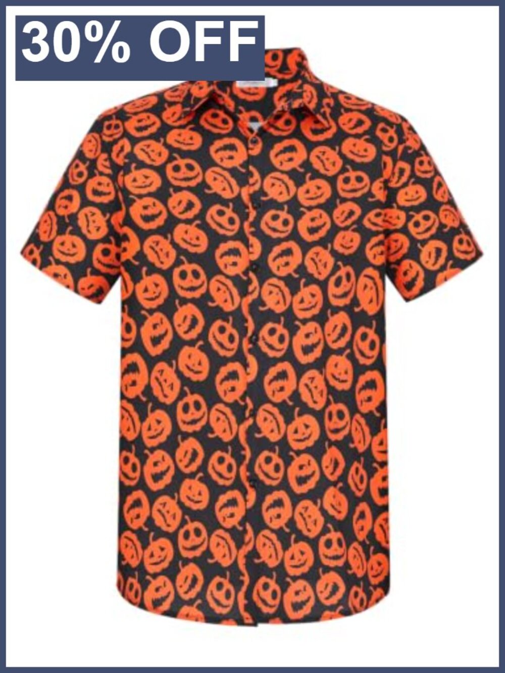 Men's Halloween Print Short Sleeve Hawaiian Button Down Shirt